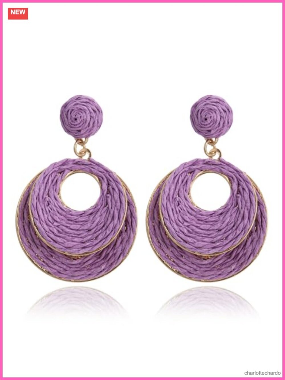 Handmade Raffia Hoop Earrings Lightweight Boho Dangle Summer Jewelry